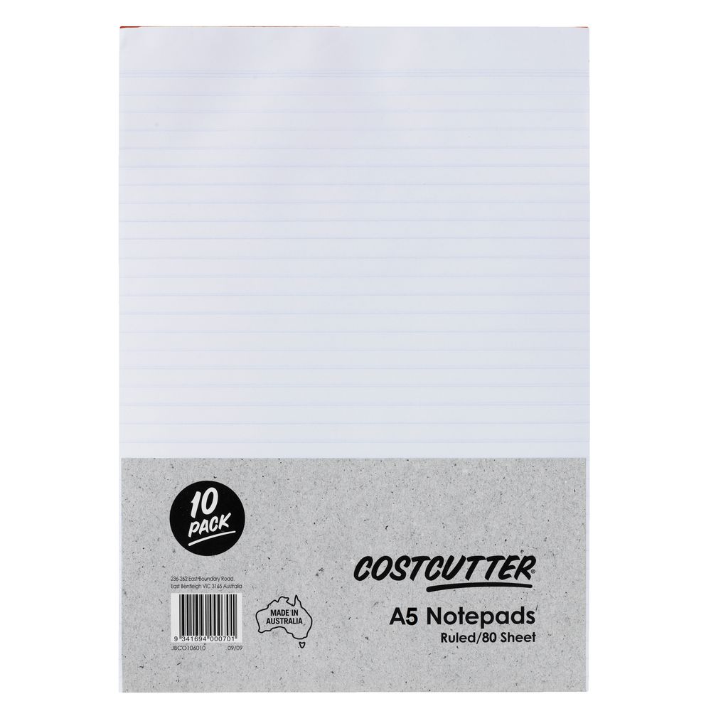 Costcutter Ruled A5 Notepad 10 Pack